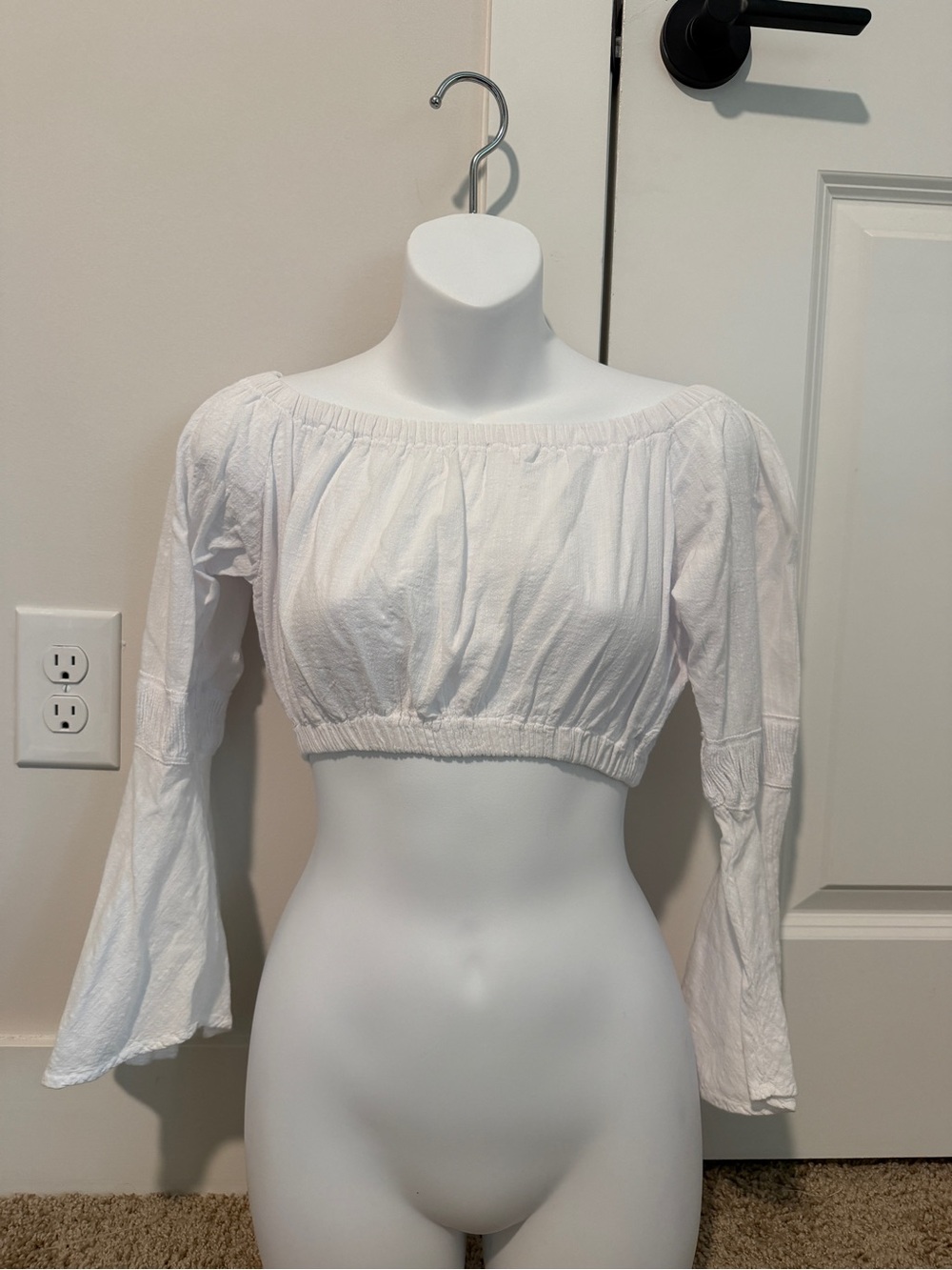 Cotton Natural Women’s White Off-the-Shoulder Crop Top